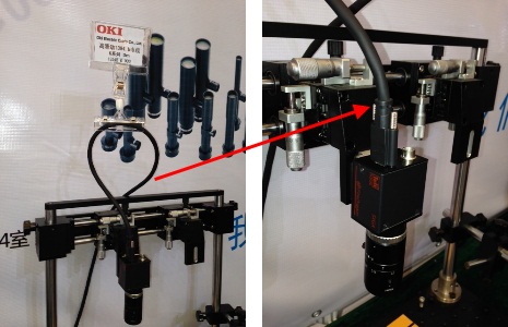 Oki Electric Cable's high-flexion 1394b cable connected with Toshiba Teli's camera