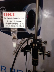 Oki Electric Cable's high-flexion GigE cable connected with Toshiba Teli's GigE camera