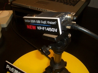 OKI Electric Cable's Highly Flexible Cat 5e LAN cable connected to Hitachi Kokusai Camera "KP-F145GV" (PoE connection)