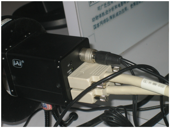 Camera Link Cables connected to JAI camera