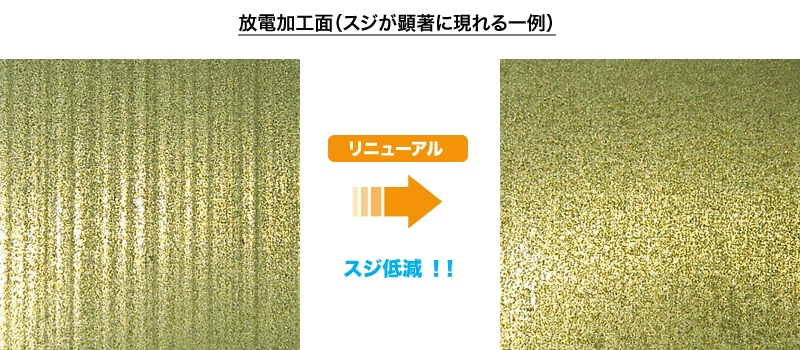 放電加工面（スジが顕著に現れる一例）